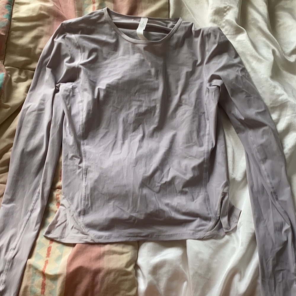 COPY - light purple lulu lemon long sleeve workout shirt